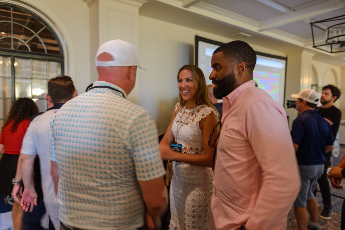 A conversation mid-flow at the reception
